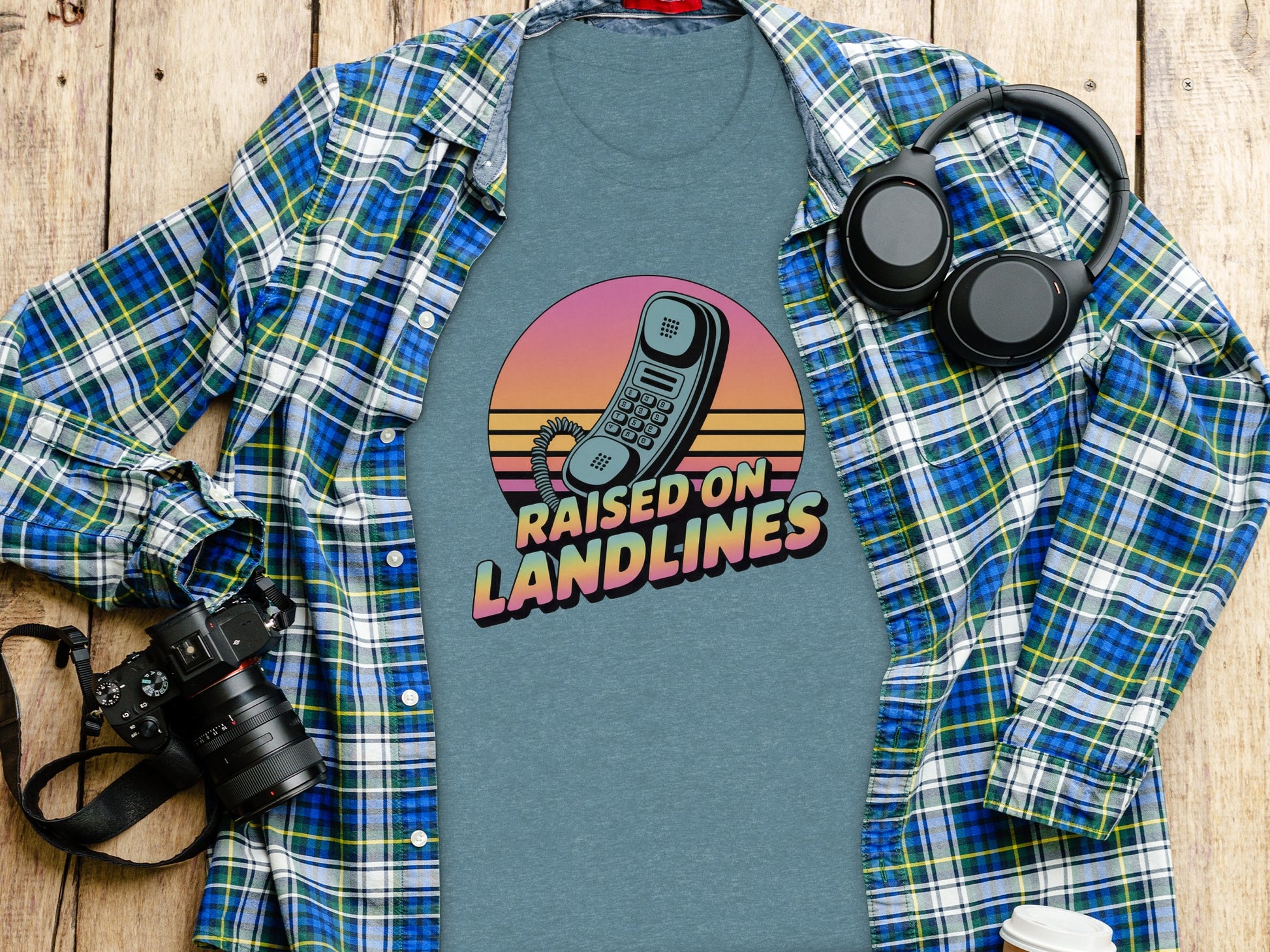 Vintage Raised On Landlines Graphic T-Shirt