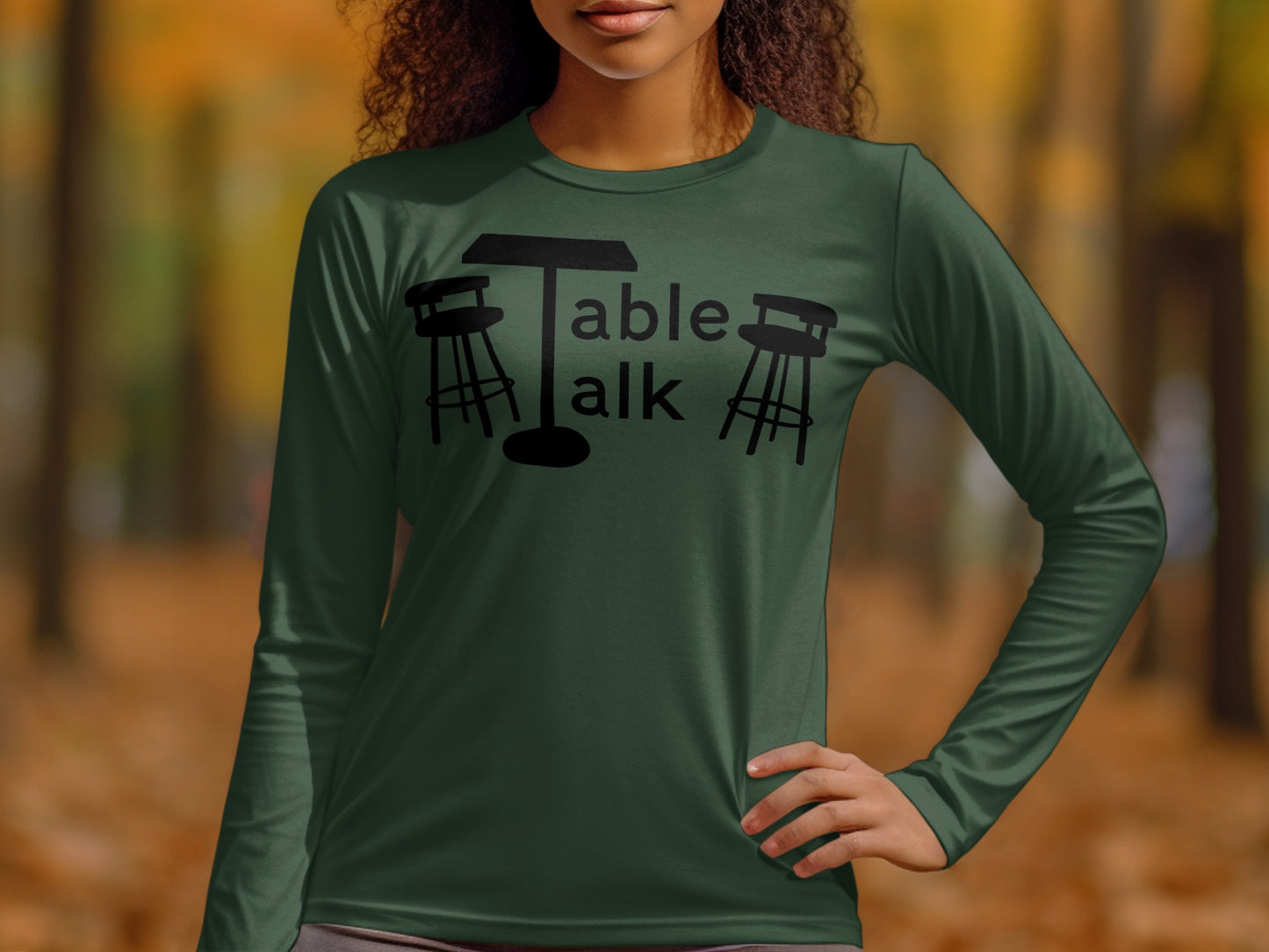 Stylish Green Long Sleeve Table Talk Apparel