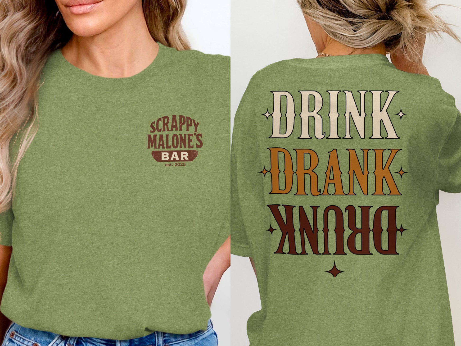 Drink Drank Drunk Retro Style Funny Drinking Design T-Shirt T-shirt - Scrappy Malone's Bar 100-Proof Humor - Cloud 16 Clothing Co.