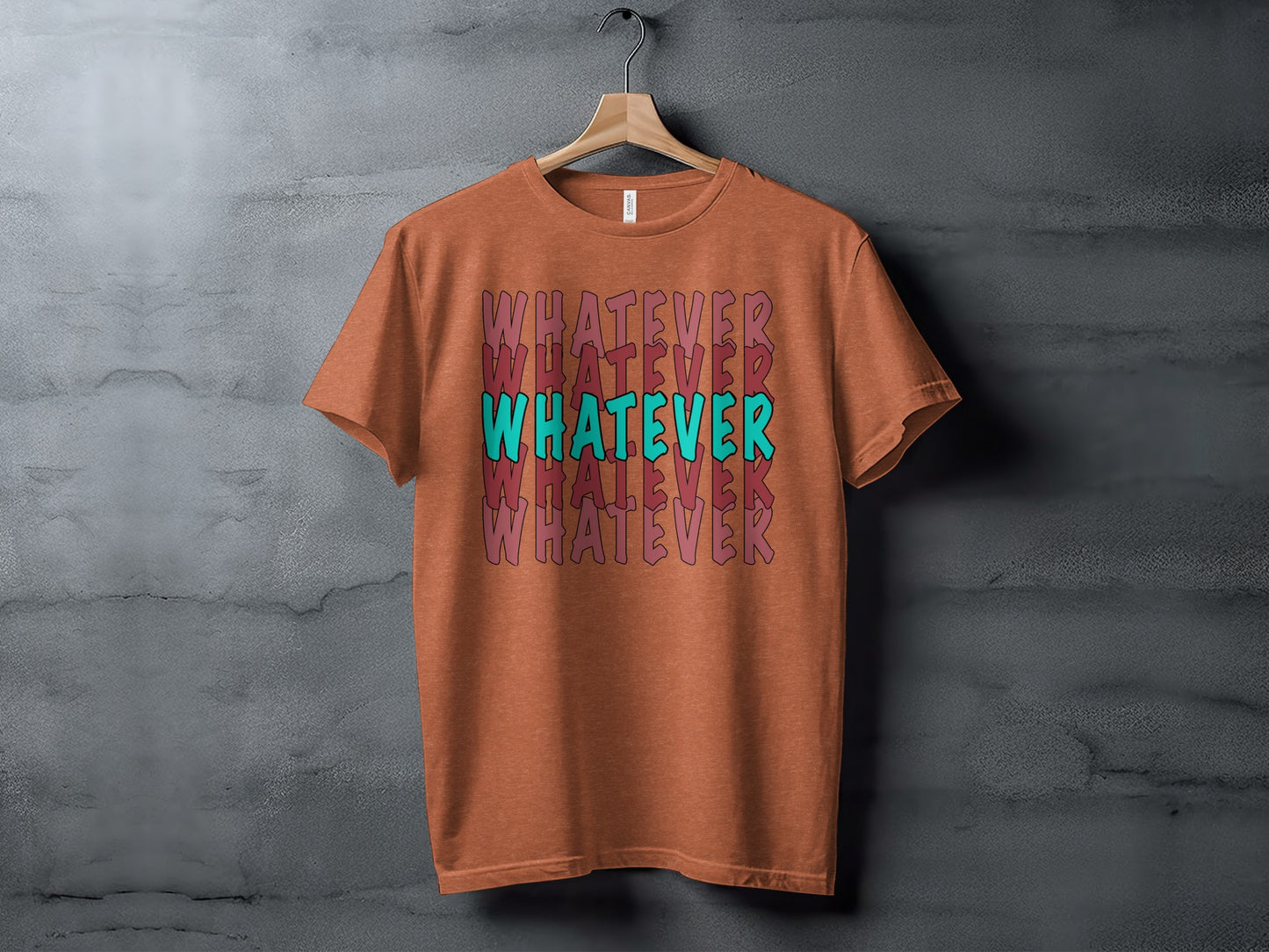 Trendy Brown Tee with Repeated Whatever Print Design