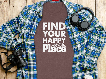 Find Your Happy Place with Mountain T-Shirt T-Shirt - Outdoor & Adventure Collection - Mile Marker 16 Gear by Cloud 16 Clothing Co.