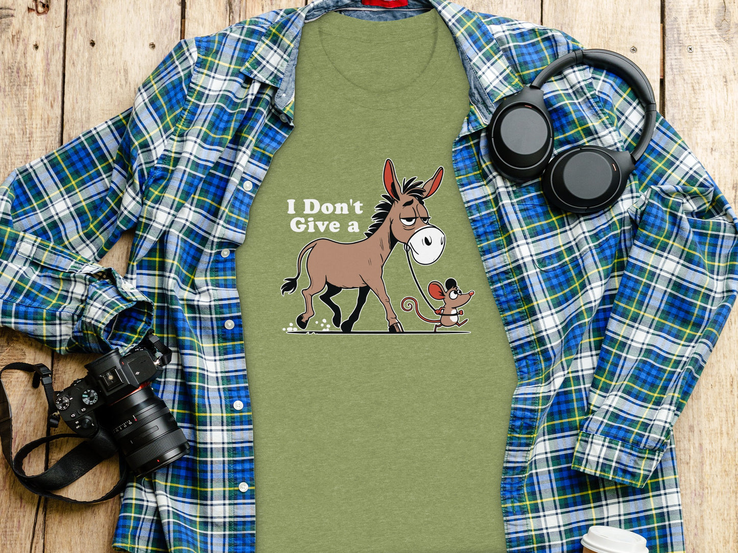 I Don't Give a Donkey and Mouse Graphic T-shirt