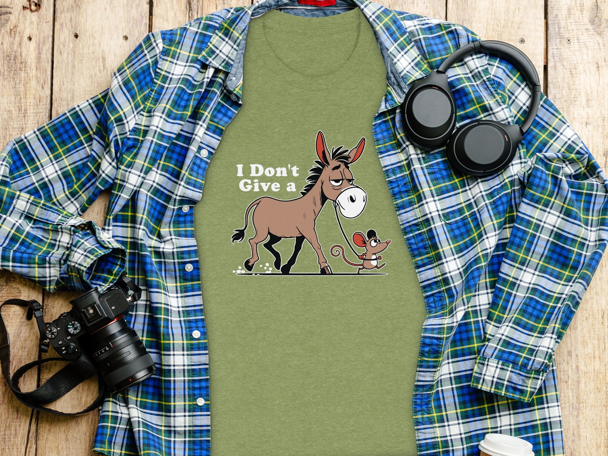 I Don't Give a Donkey and Mouse Graphic T-shirt