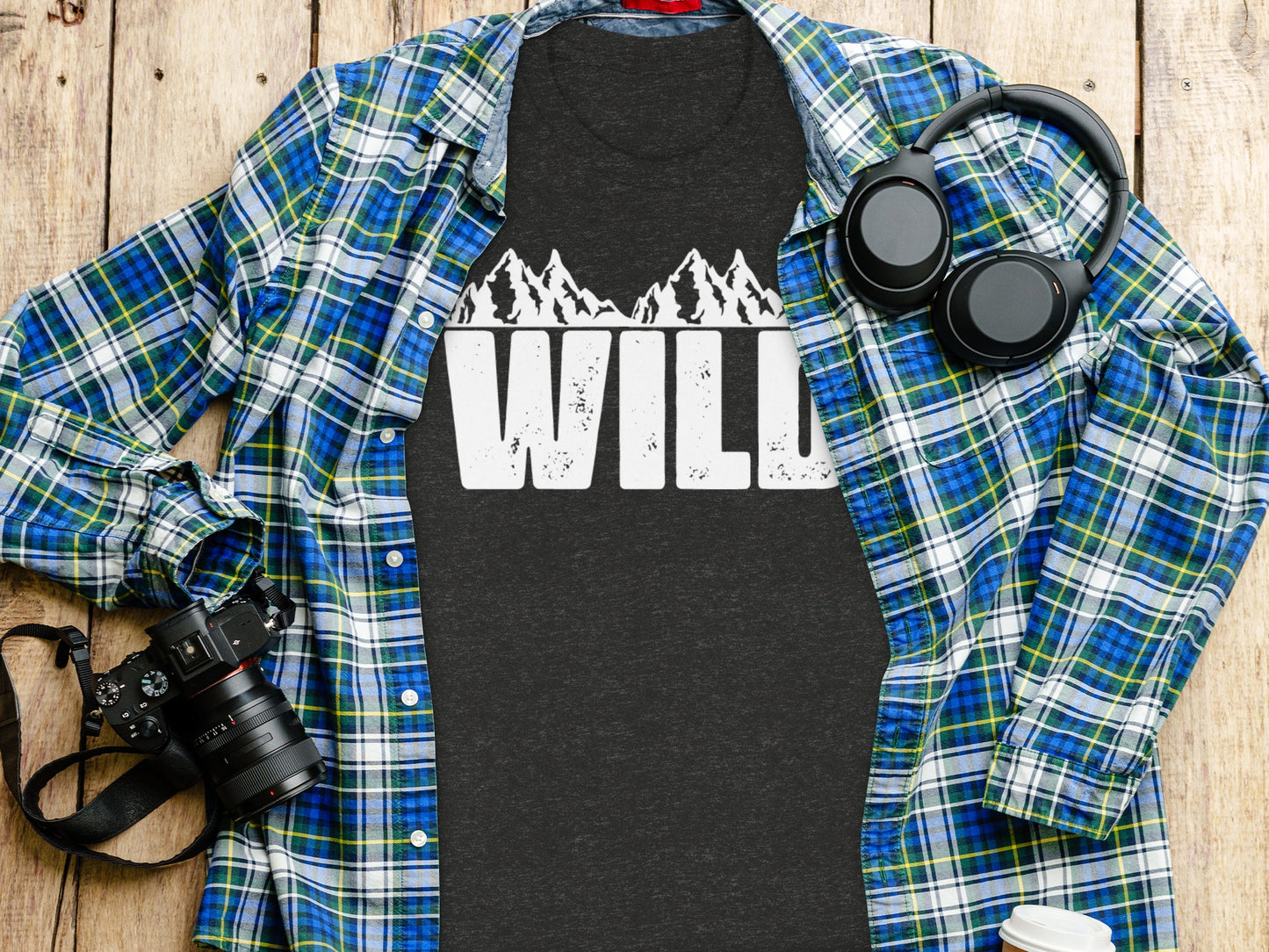White Wild Text with Mountains Graphic Design T-Shirt T-Shirt - Outdoor & Adventure Collection - Mile Marker 16 Gear by Cloud 16 Clothing Co.
