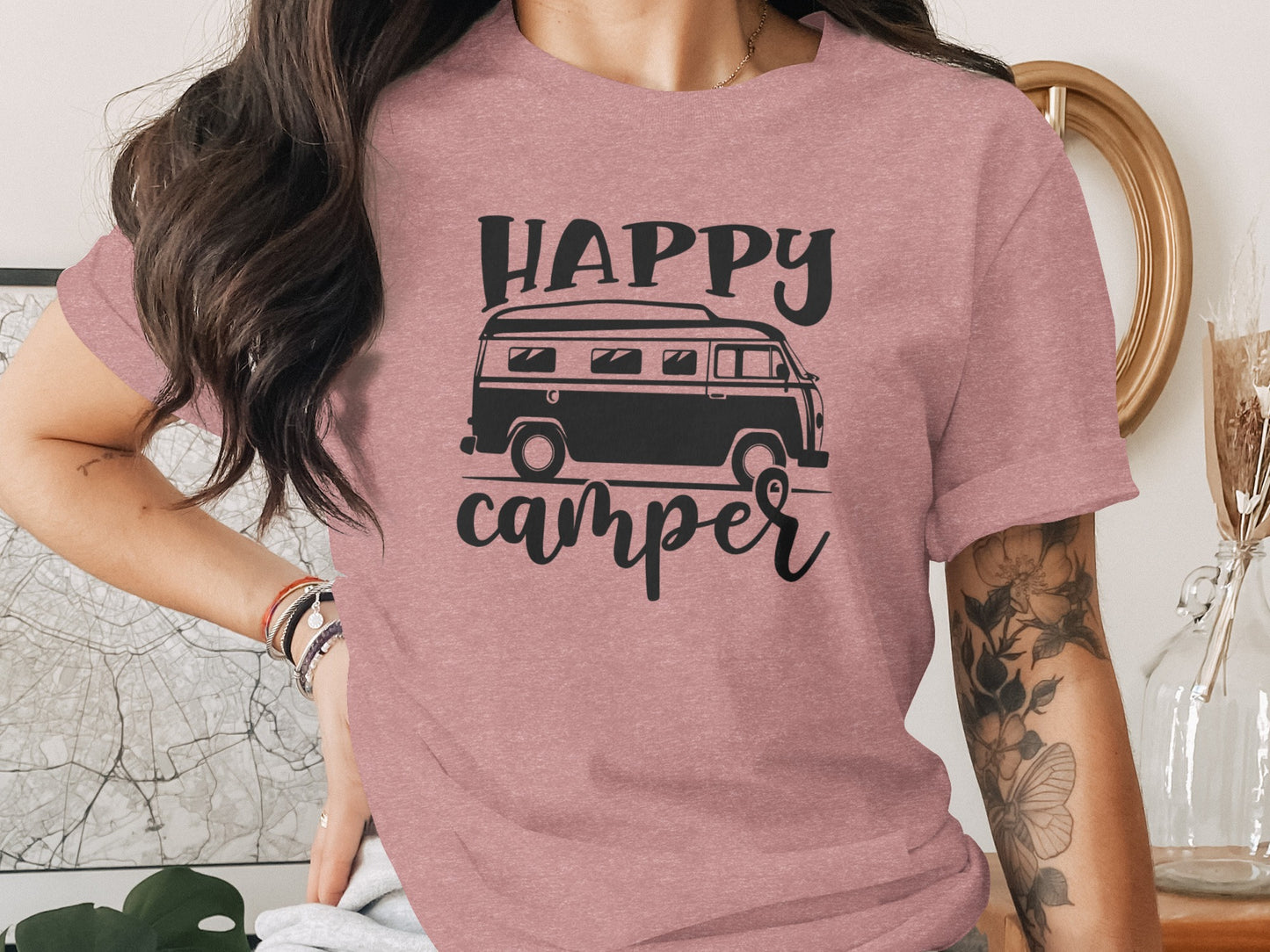Happy Camper Volkswagen Van Road Trip Vacation T-Shirt T-Shirt - Outdoor & Adventure Collection - Mile Marker 16 Gear by Cloud 16 Clothing Co.