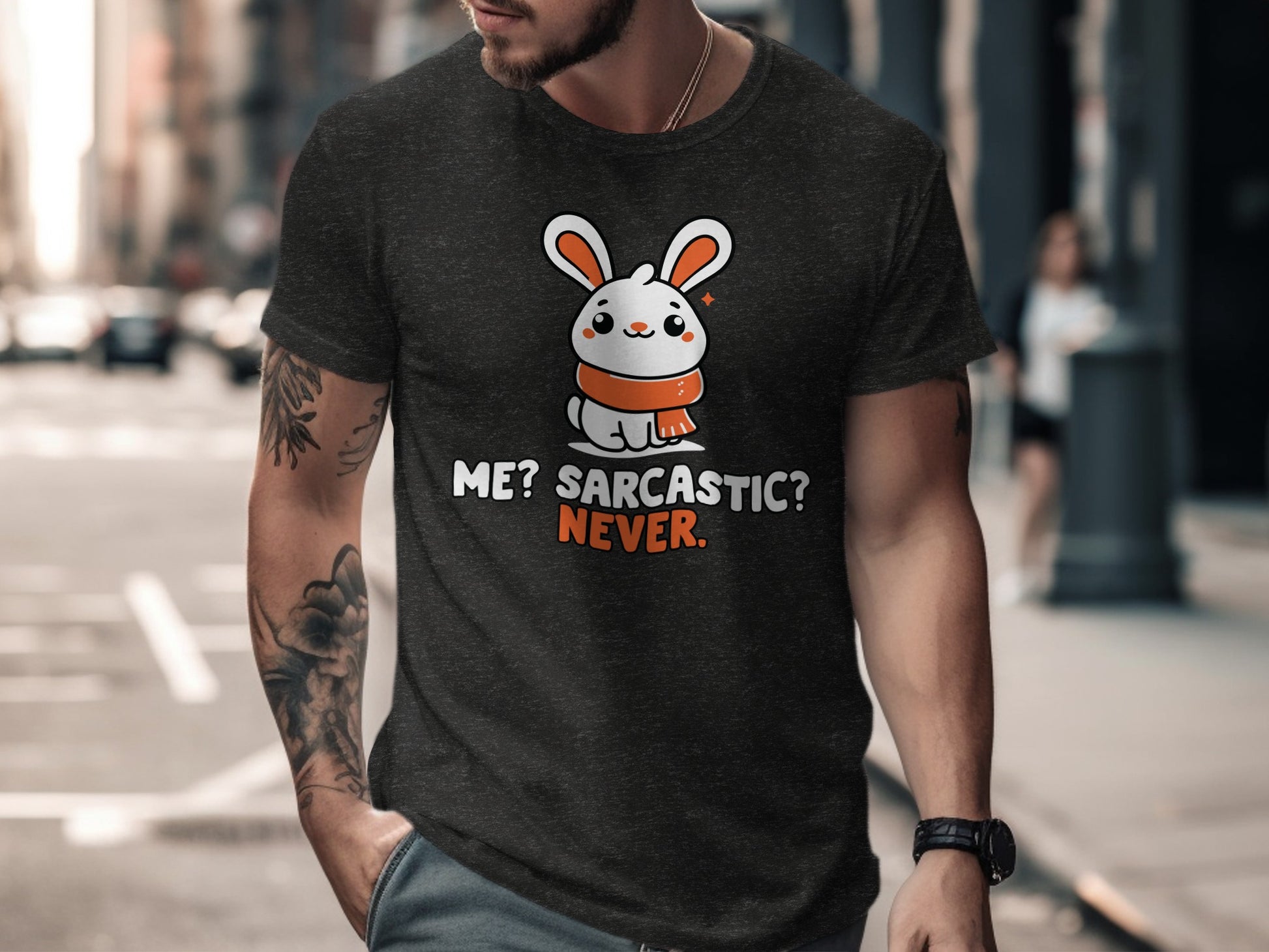 Me? Sarcastic? Never. Funny Bunny Graphic Tee