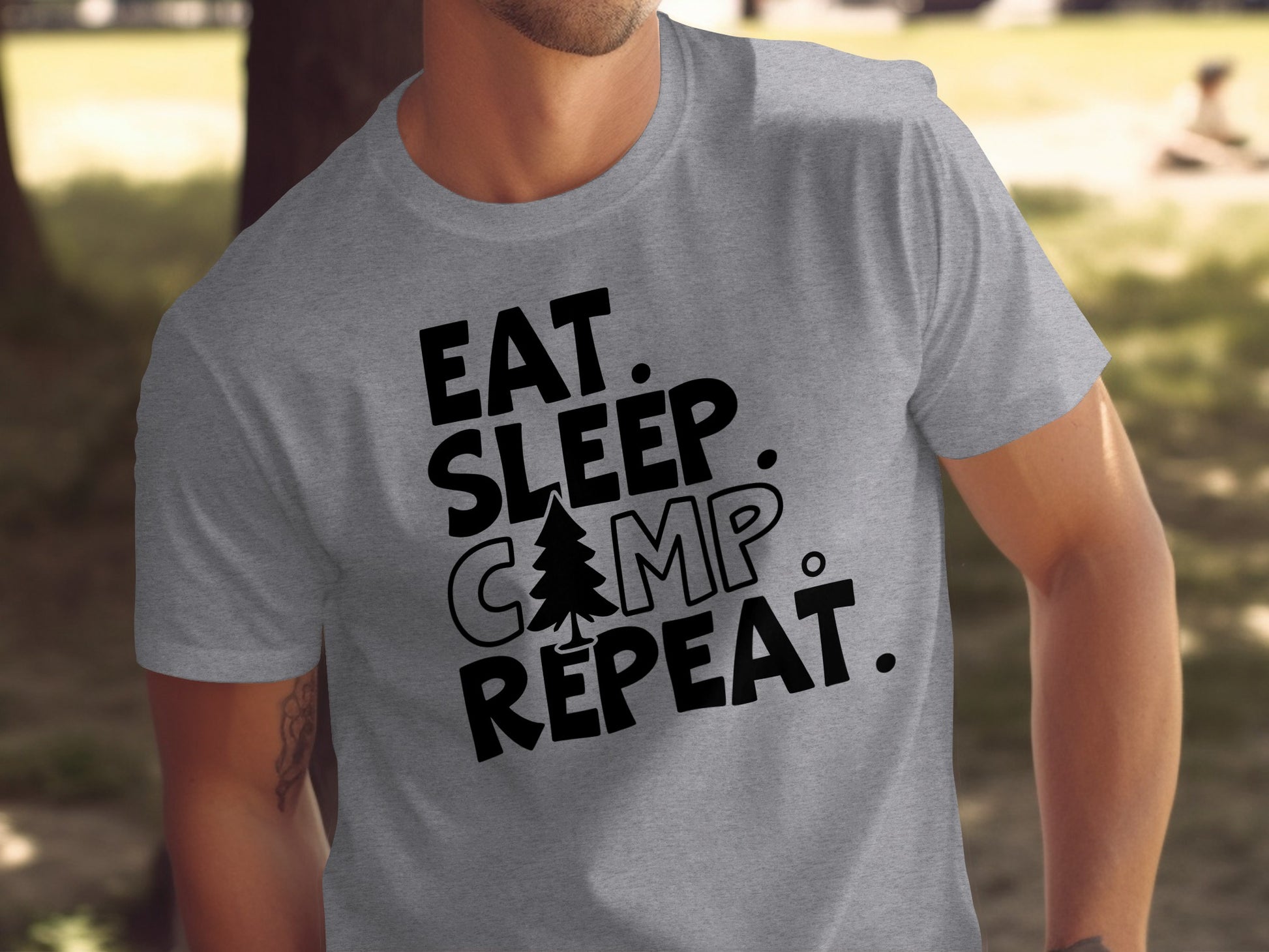 Eat Sleep Camp Repeat With Pine Tree Graphic T-Shirt T-Shirt - Outdoor & Adventure Collection - Mile Marker 16 Gear by Cloud 16 Clothing Co.