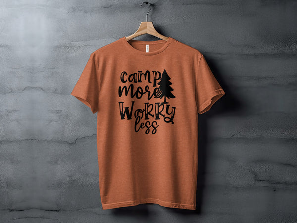 Camp More Worry Less Graphic T-Shirt For Outdoor Lovers