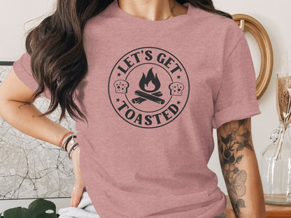 Let's Get Toasted Bread Over Campfire Circle Design T-Shirt T-Shirt - Outdoor & Adventure Collection - Mile Marker 16 Gear by Cloud 16 Clothing Co.
