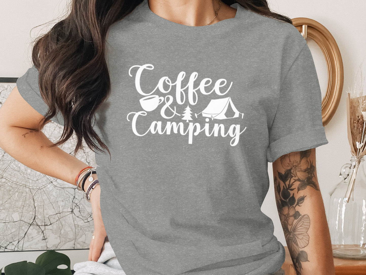 Coffee and Camping Graphic Design Great Outdoors T-Shirt T-Shirt - Outdoor & Adventure Collection - Mile Marker 16 Gear by Cloud 16 Clothing Co.