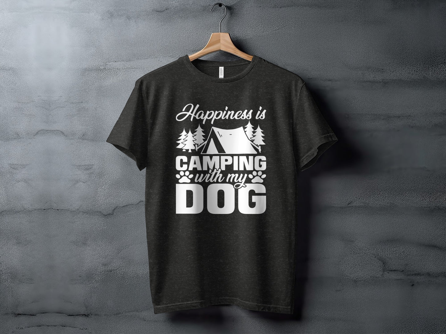 Happiness is Camping with My Dog Awesome Graphic T-Shirt T-Shirt - Outdoor & Adventure Collection - Mile Marker 16 Gear by Cloud 16 Clothing Co.