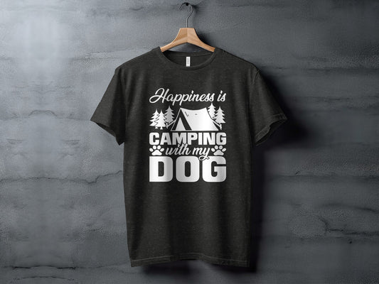 Happiness is Camping with My Dog Awesome Graphic T-Shirt T-Shirt - Outdoor & Adventure Collection - Mile Marker 16 Gear by Cloud 16 Clothing Co.