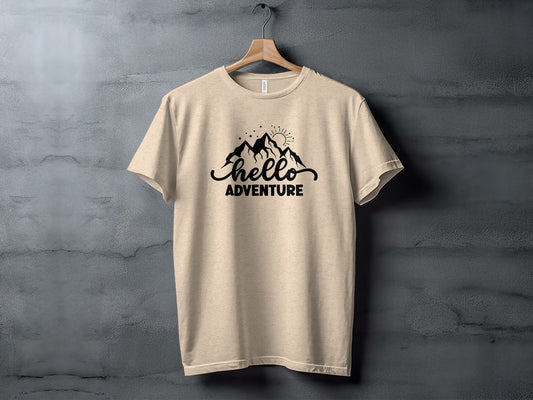 Hello Adventure Mountain Graphic Outdoorsy Scene T-Shirt T-Shirt - Outdoor & Adventure Collection - Mile Marker 16 Gear by Cloud 16 Clothing Co.