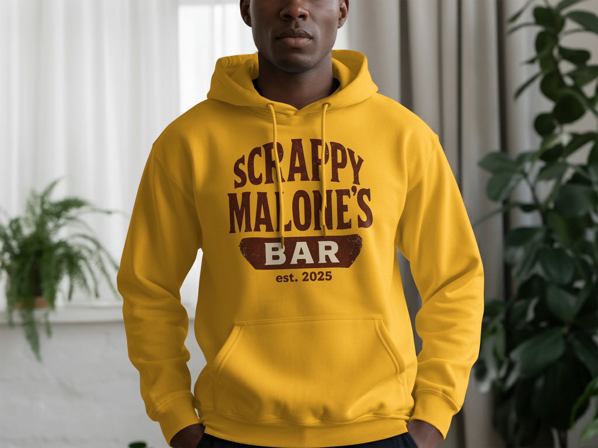 Scrappy Malone's Bar Est 2025 Vintage Style Hoodie - Retro Tavern Design Hoodie - Scrappy Malone's Bar 100-Proof Humor - Cloud 16 Clothing Co.