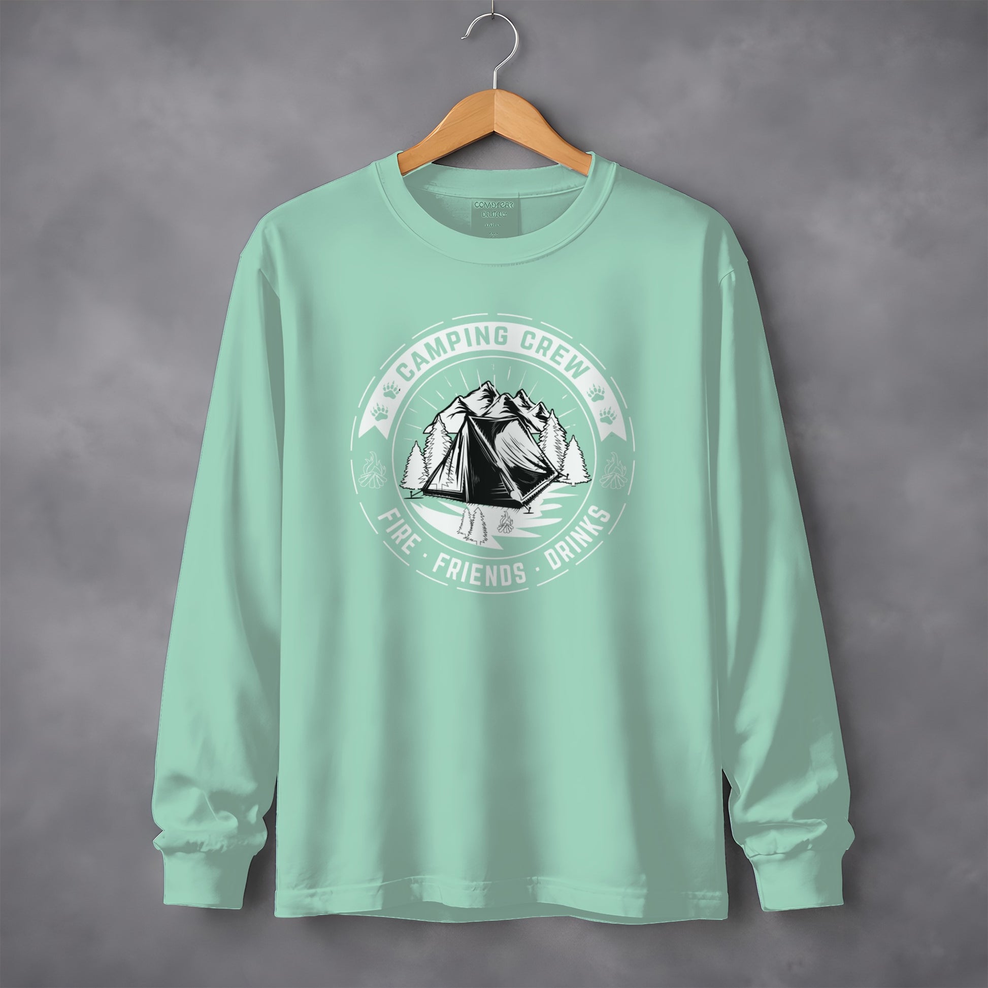 Camping Crew Fire Friends Drinks Long Sleeve Shirt