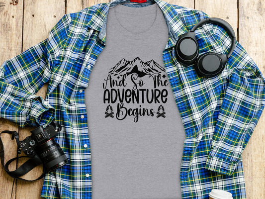 And So the Adventure Begins Graphic Novelty T-Shirt T-Shirt - Outdoor & Adventure Collection - Mile Marker 16 Gear by Cloud 16 Clothing Co.