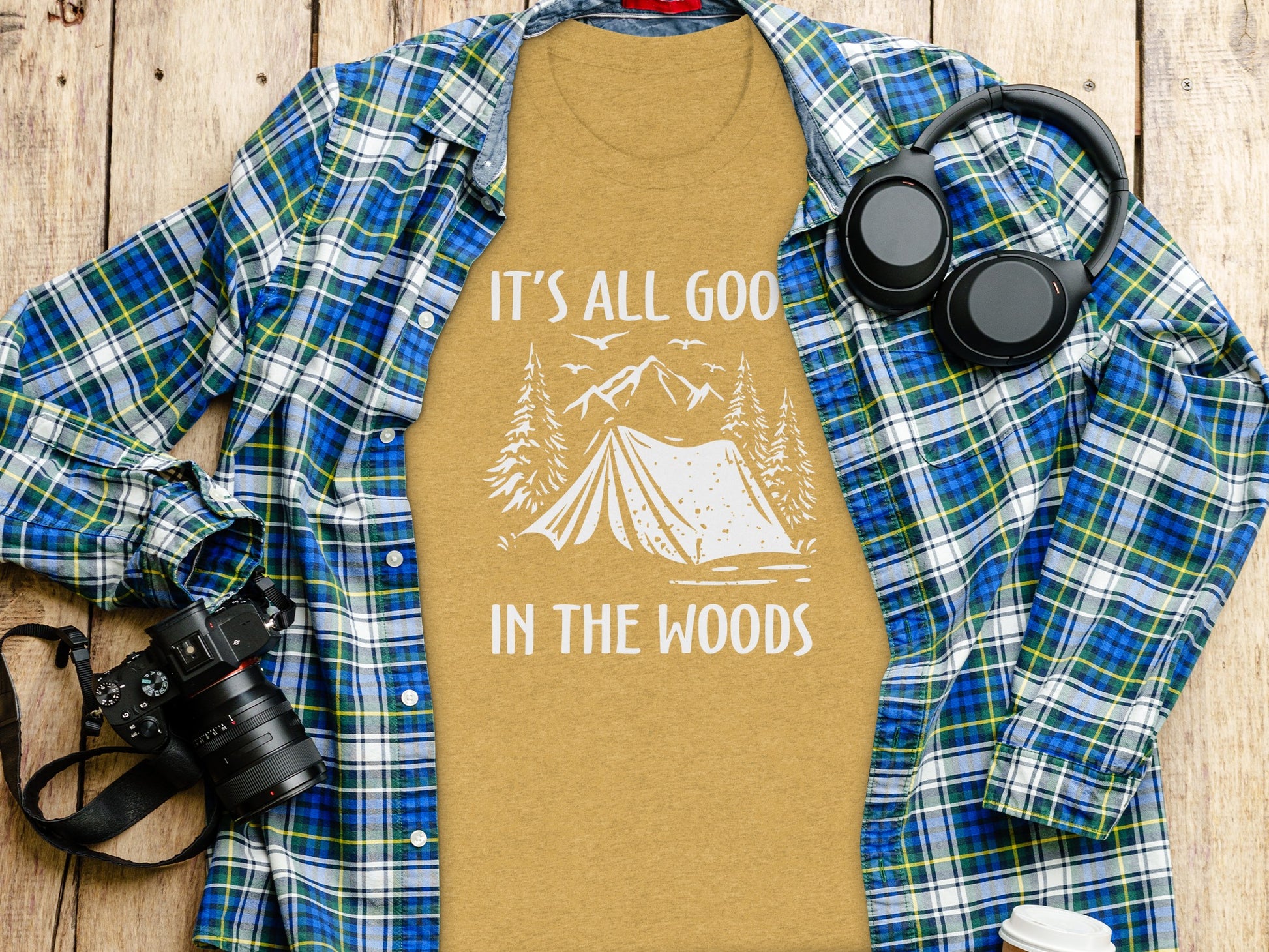 Its All Good In The Woods Camping Graphic Art T-Shirt T-Shirt - Outdoor & Adventure Collection - Mile Marker 16 Gear by Cloud 16 Clothing Co.