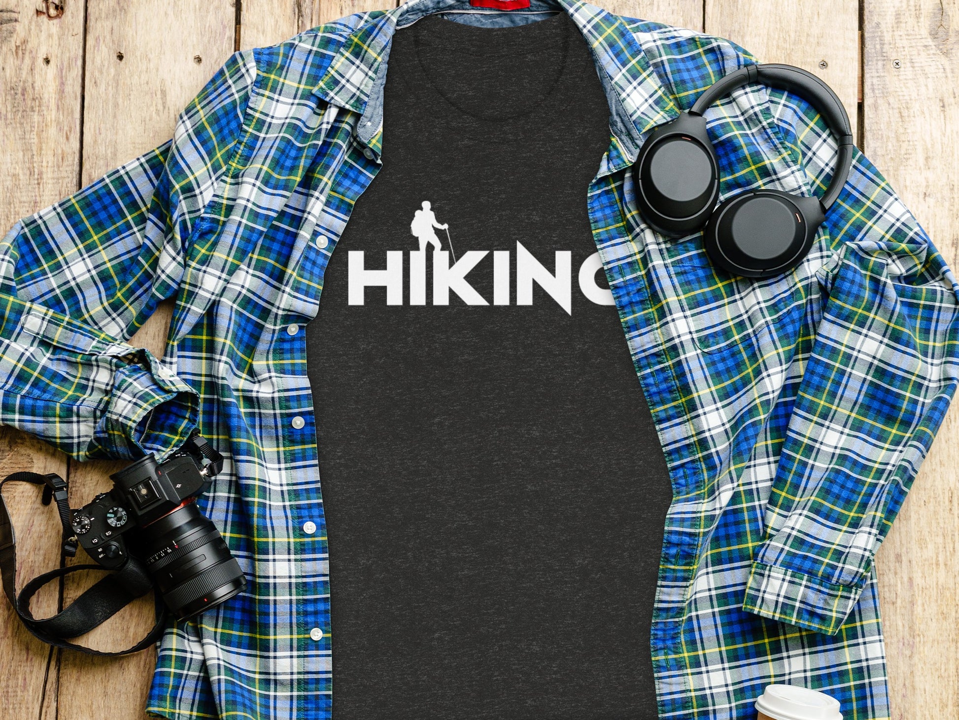 Hiking Above the Word Hiking Design Graphic T-Shirt T-Shirt - Outdoor & Adventure Collection - Mile Marker 16 Gear by Cloud 16 Clothing Co.