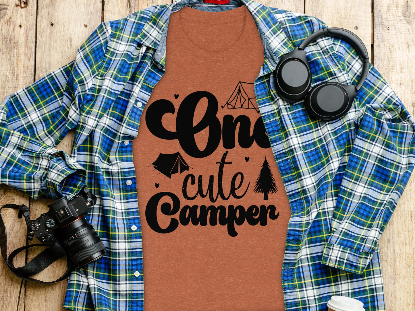 One Cute Camper Tent and Pine Tree Camping Design T-Shirt T-Shirt - Outdoor & Adventure Collection - Mile Marker 16 Gear by Cloud 16 Clothing Co.