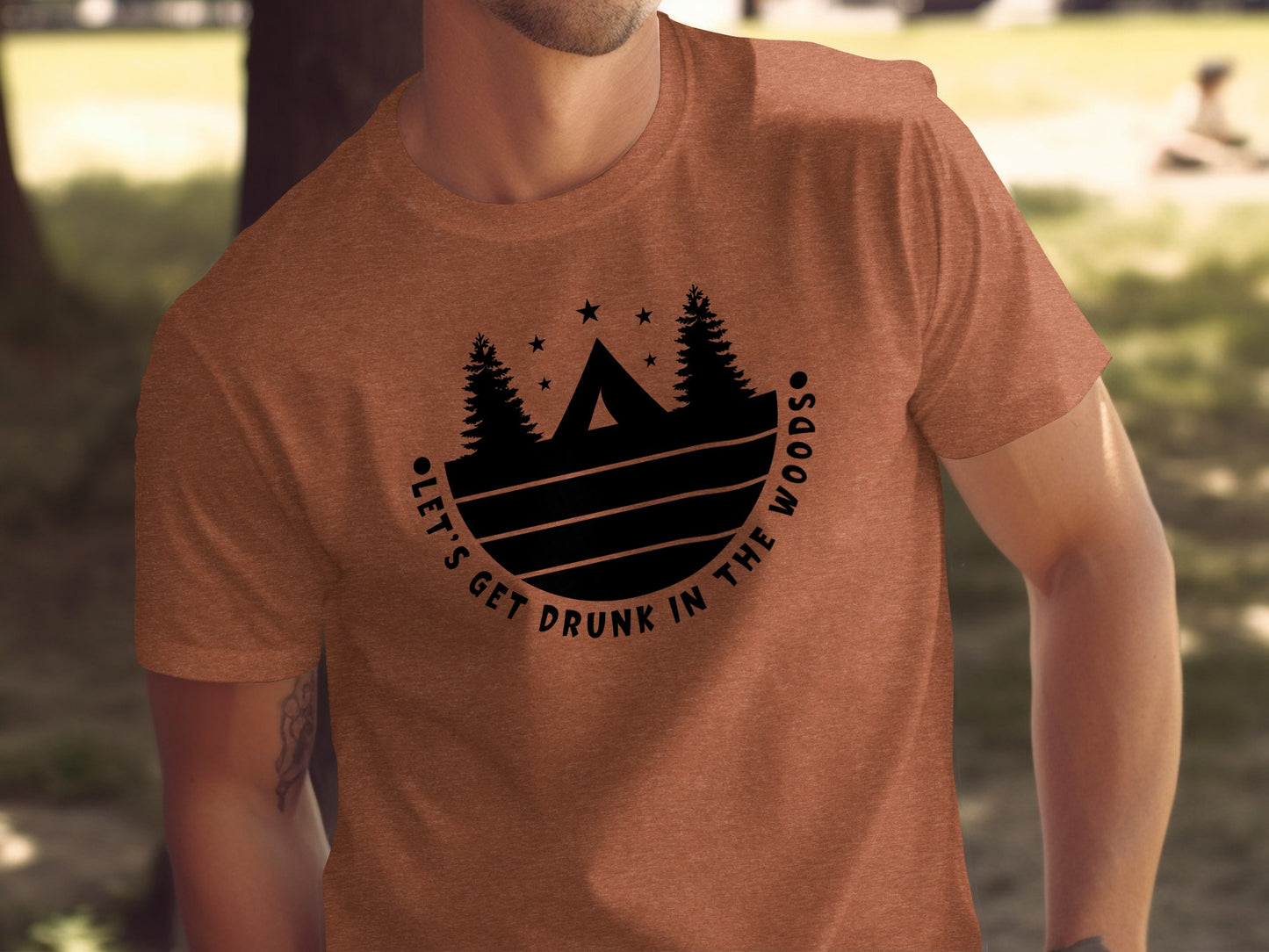 Let's Get Drunk In The Woods Camping Adventure T-Shirt T-Shirt - Outdoor & Adventure Collection - Mile Marker 16 Gear by Cloud 16 Clothing Co.