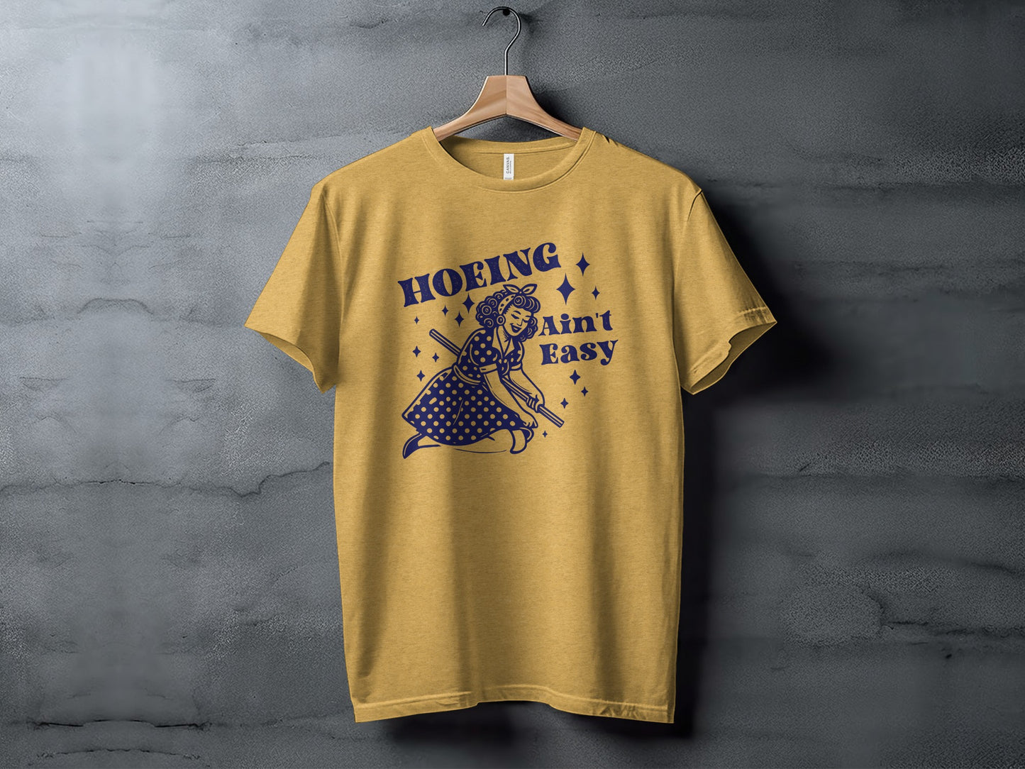 Hoeing Ain't Easy Graphic Yellow T-Shirt Product
