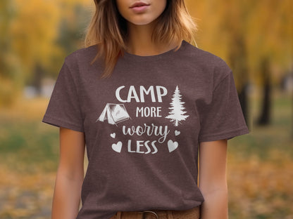 Camp More Worry Less Camping Adventure Graphic T-Shirt T-Shirt - Outdoor & Adventure Collection - Mile Marker 16 Gear by Cloud 16 Clothing Co.