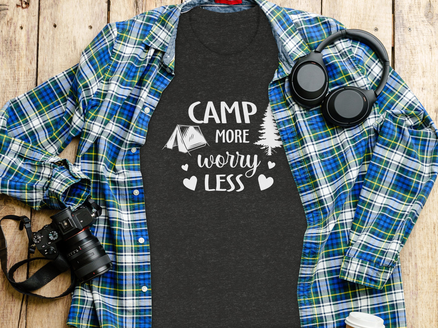 Camp More Worry Less Camping Adventure Graphic T-Shirt T-Shirt - Outdoor & Adventure Collection - Mile Marker 16 Gear by Cloud 16 Clothing Co.