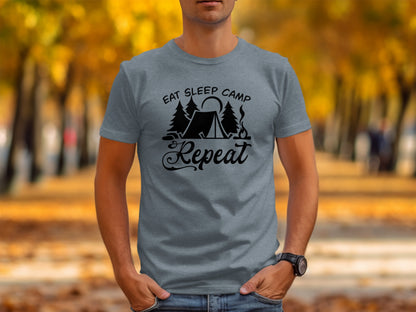 Eat Sleep Camp Repeat Adventure Graphic Camping T-Shirt T-Shirt - Outdoor & Adventure Collection - Mile Marker 16 Gear by Cloud 16 Clothing Co.