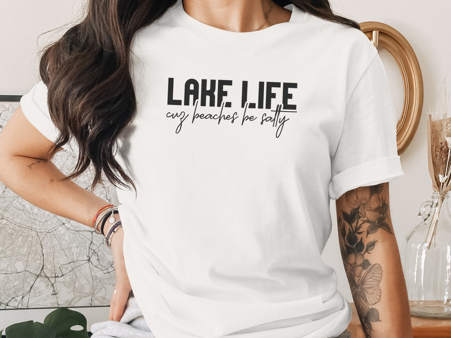 Lake Life Cuz Beaches Be Salty Funny Statement T-Shirt T-Shirt - Outdoor & Adventure Collection - Mile Marker 16 Gear by Cloud 16 Clothing Co.