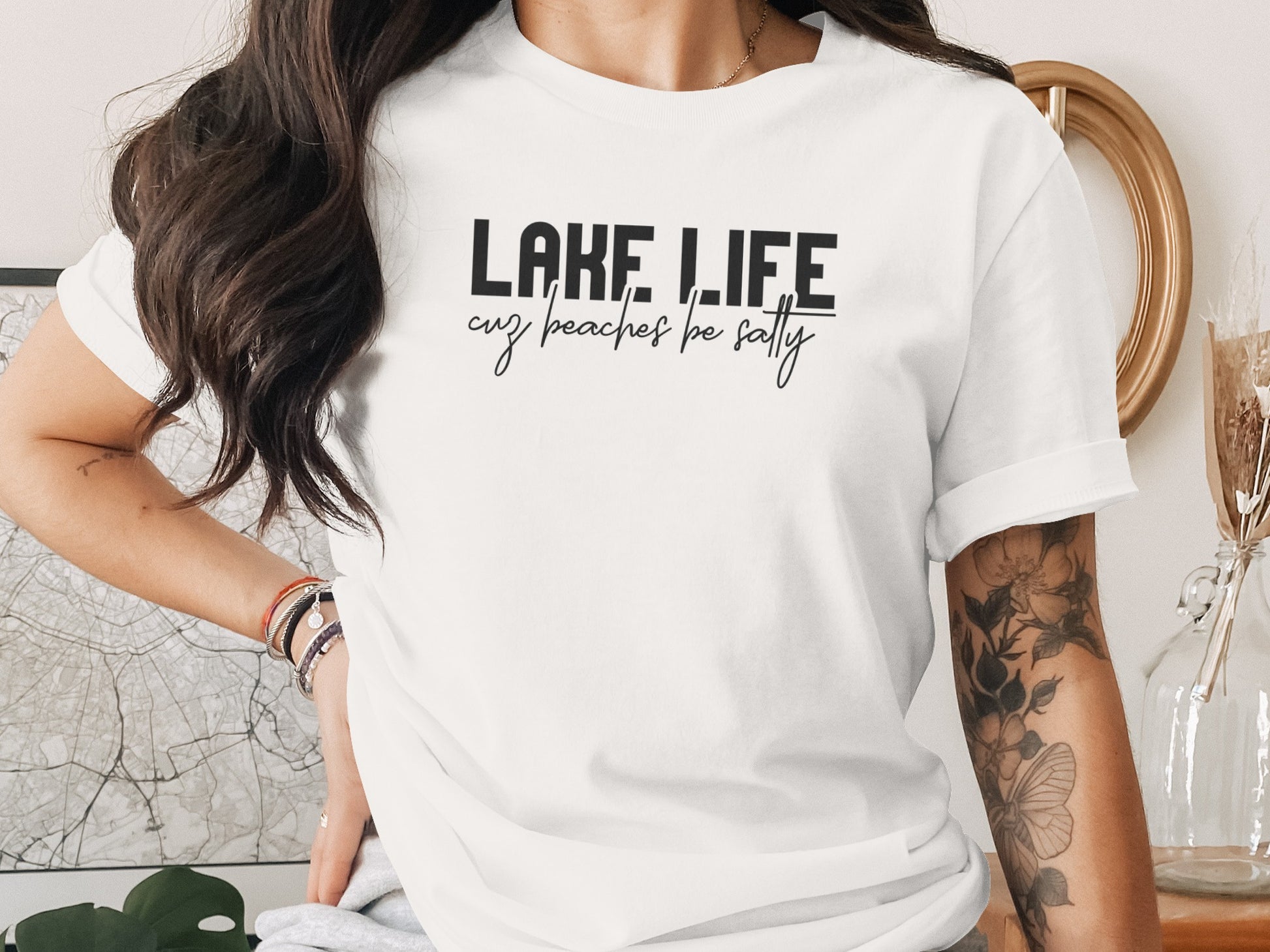 Lake Life Cuz Beaches Be Salty Funny Statement T-Shirt T-Shirt - Outdoor & Adventure Collection - Mile Marker 16 Gear by Cloud 16 Clothing Co.